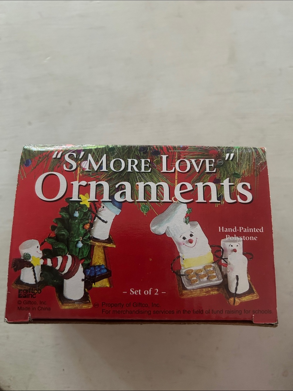 “” Red Holiday Ornament Set - Hand-Painted Polystone